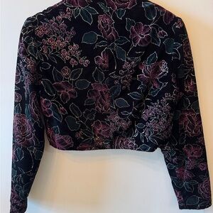 Floral Velvet Cropped Jacket